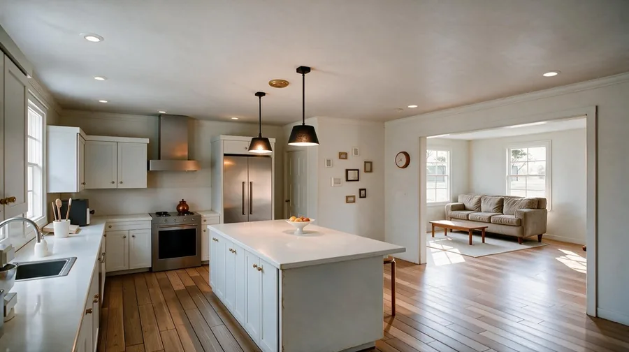 Kitchen: the same frame finished by the AI