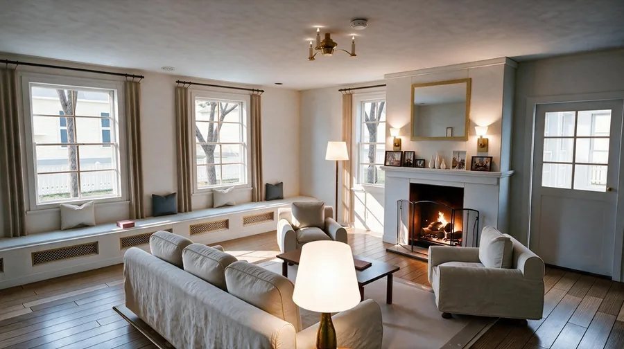 Living room: the same frame finished by the AI