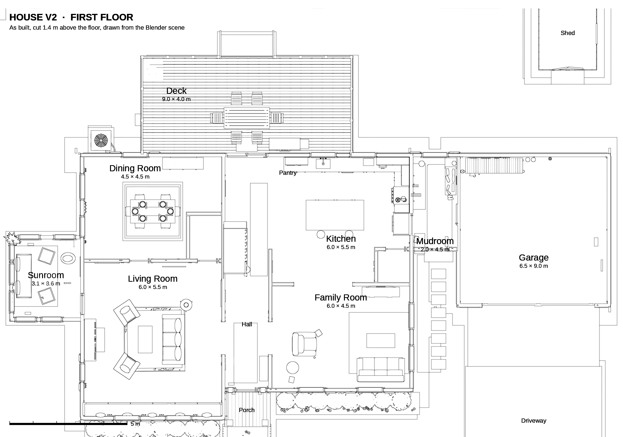 First-floor plan, cut from the finished 3D model