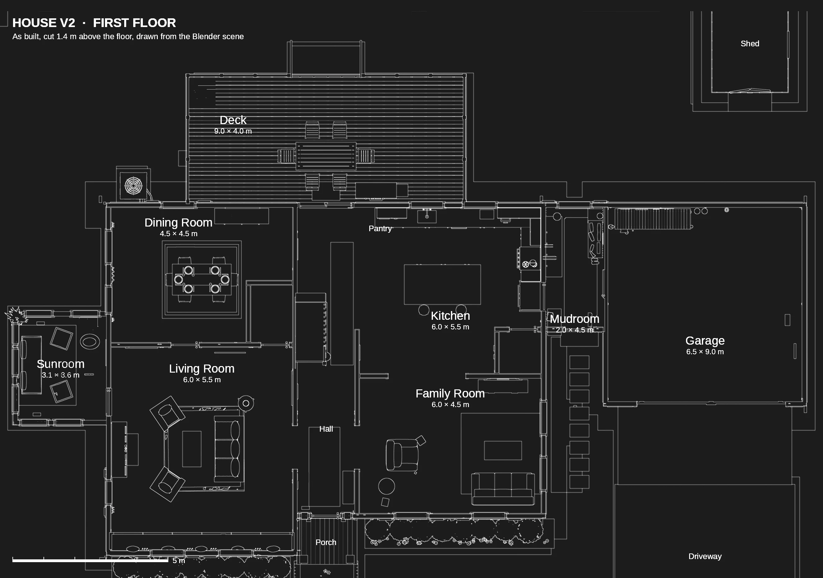 First-floor plan, cut from the finished 3D model