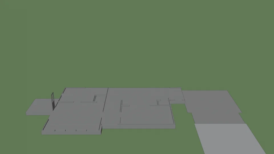 Stage 2: the foundation slab, Blender viewport, flat shaded